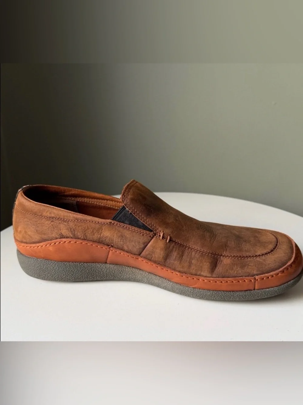 Chaco Men's Montrose leather /suede slip-on loafers in rust brown